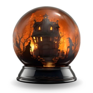 Haunted Halloween Crystal Ball PowerPoint clipart graphic preview.
