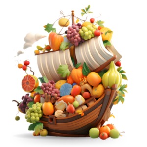 Bountiful Harvest Boat PowerPoint clipart graphic preview.