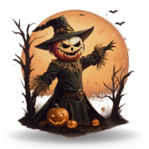 Jack 'o Lantern Scarecrow PowerPoint clipart graphic preview.