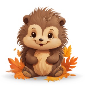 Autumn Porcupine PowerPoint clipart graphic preview.