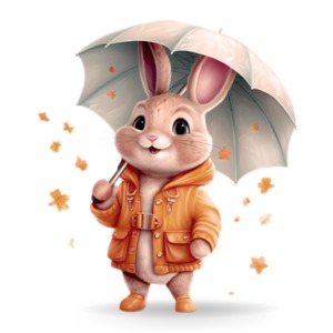 Autumn Rabbit PowerPoint clipart graphic preview.