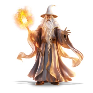 Wizard Casting Spell PowerPoint clipart graphic preview.