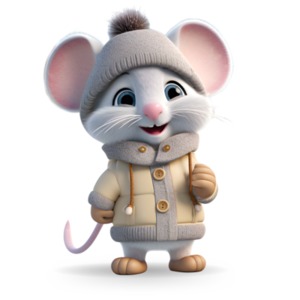 Winter Mouse Illustration PowerPoint clipart graphic preview.