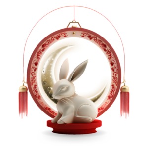 Chinese Year of the Rabbit PowerPoint clipart graphic preview.