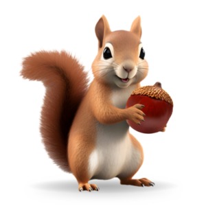 Cute Squirrel and Acorn PowerPoint clipart graphic preview.