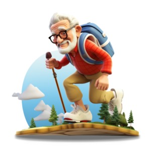 Retired Hiker Outdoor Recreation Illustration PowerPoint clipart graphic preview.