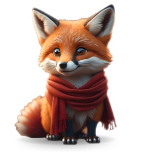 Fall Fox Wrapped in Scarf PowerPoint clipart graphic preview.