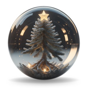 Christmas Tree Snow Globe Orb Illustration PowerPoint clipart graphic preview.