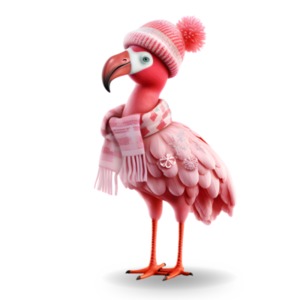 Winter Flamingo PowerPoint clipart graphic preview.