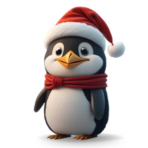 Christmas Penguin Illustration PowerPoint clipart graphic preview.