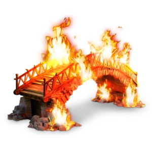 Burning Bridge Idiom Illustration PowerPoint clipart graphic preview.