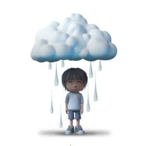 Under a Rain Cloud PowerPoint clipart graphic preview.
