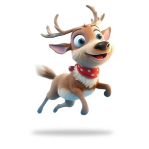 Happy Flying Reindeer Illustration PowerPoint clipart graphic preview.