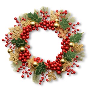 Holiday Wreath Illustration PowerPoint clipart graphic preview.