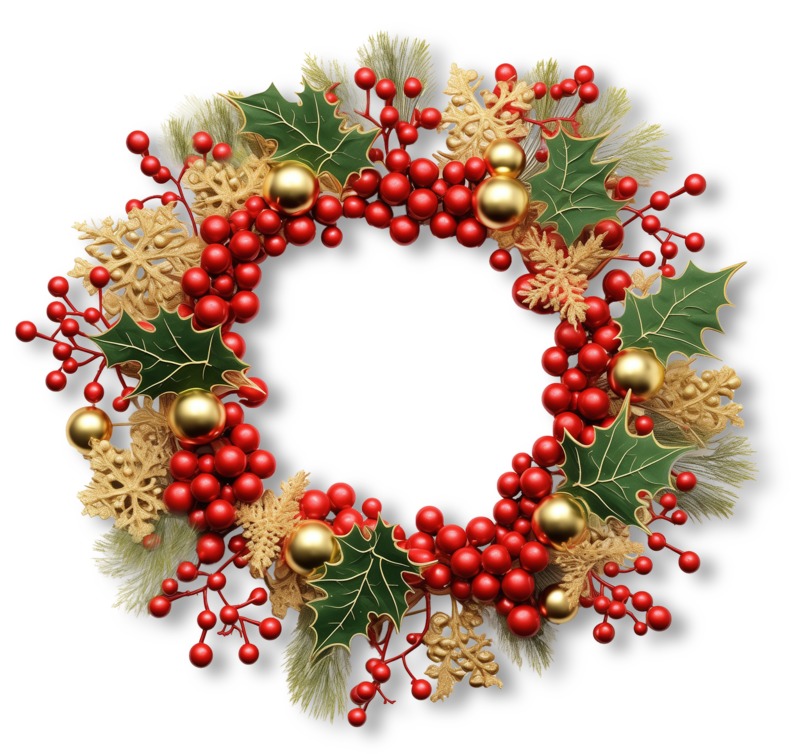 High-resolution clipart illustration of Holiday Wreath Illustration, designed for seasonal marketing campaigns, corporate event presentations, and holiday promotions.