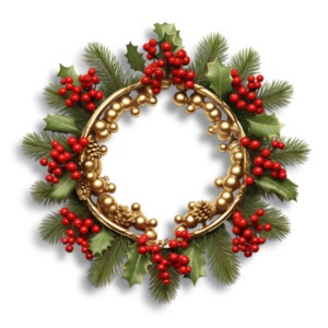 Christmas Wreath Illustration PowerPoint clipart graphic preview.