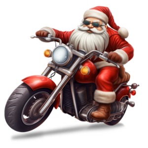 Motorcycle Santa  Illustration PowerPoint clipart graphic preview.