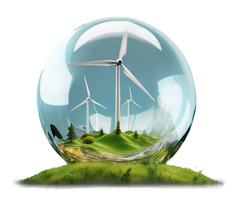 High-resolution clipart illustration of Green Energy Bubble Illustration, designed for environmental education decks, outdoor recreation marketing, and conservation awareness campaigns.