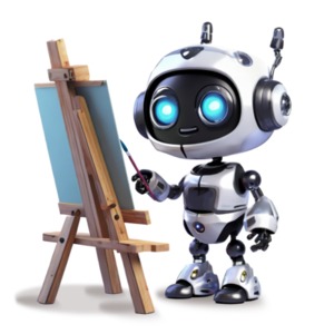 AI Robot Artist PowerPoint clipart graphic preview.
