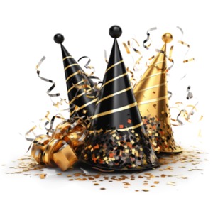 New Year Party Hats Illustration PowerPoint clipart graphic preview.