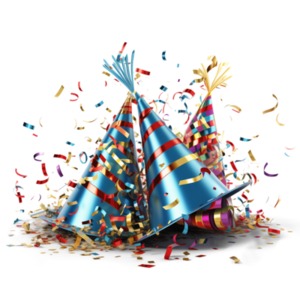 Playful Party Hats PowerPoint clipart graphic preview.