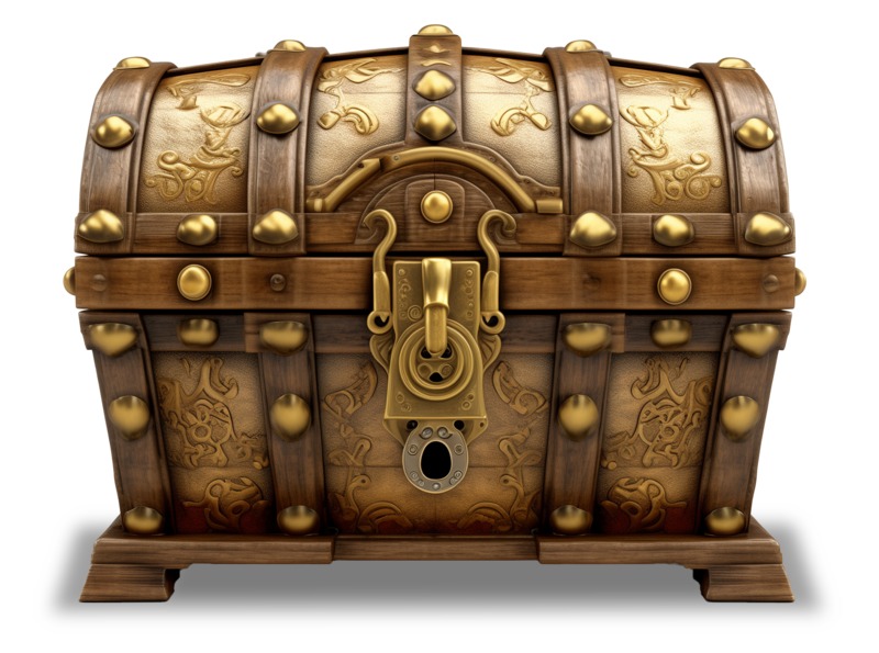 High-resolution clipart illustration of Treasure Chest Locked Up Illustration, designed for corporate facility safety compliance, residential property access control, and physical security asset management.