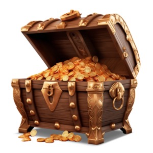 Open Treasure Chest Illustration PowerPoint clipart graphic preview.