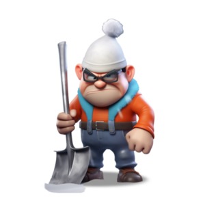 Upset Person with Snow Shovel PowerPoint clipart graphic preview.
