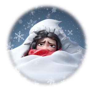 Woman in Snow PowerPoint clipart graphic preview.