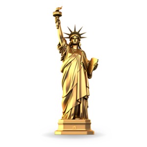 Golden Statue Of Liberty PowerPoint clipart graphic preview.