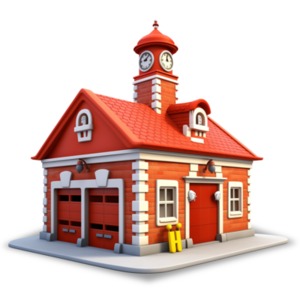 Red Fire Station  Image PowerPoint clipart graphic preview.
