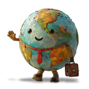 Happy Business Earth   Character PowerPoint clipart graphic preview.