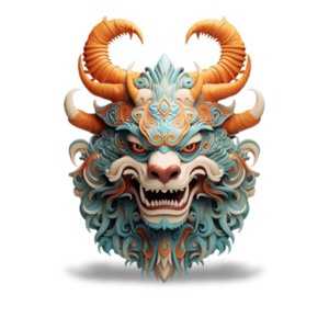 Chinese Dragon Head  Illustration PowerPoint clipart graphic preview.