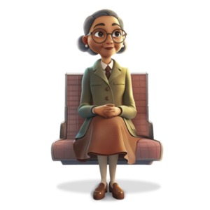 Rosa Parks  Character on Bus Seat PowerPoint clipart graphic preview.