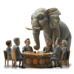 Elephant in the Room Idiom PowerPoint clipart graphic preview.