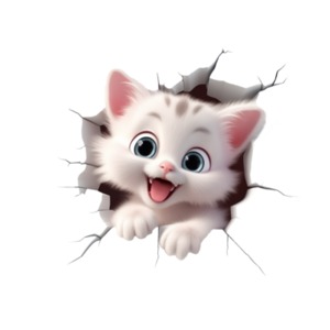 Cat Breaking Through Wall PowerPoint clipart graphic preview.