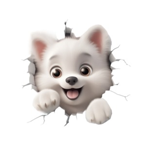 Dog Breaking Out Wall PowerPoint clipart graphic preview.