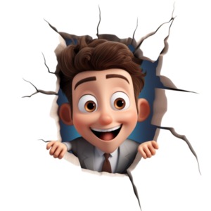 Entrepreneur Boy Break Through PowerPoint clipart graphic preview.