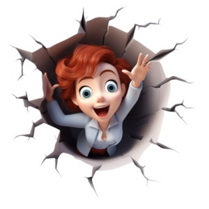 Businesswoman in Hole PowerPoint clipart graphic preview.