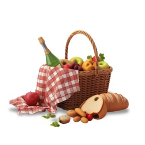 Summer Picnic Basket PowerPoint clipart graphic preview.