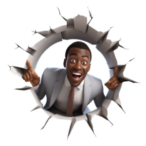 Professional Man Breakthrough Wall PowerPoint clipart graphic preview.