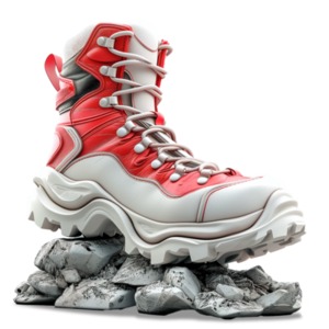 Rugged Terrain Hiking Boot PowerPoint clipart graphic preview.