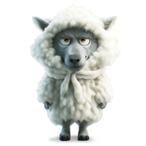 Wolf in Sheep's Clothing Idiom PowerPoint clipart graphic preview.