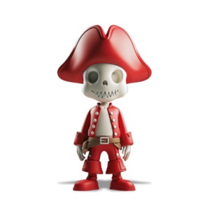 Pirate Skeleton with Red Accents PowerPoint clipart graphic preview.
