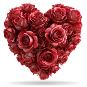 Blooming Rose Heart PowerPoint clipart graphic preview.