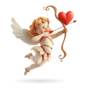 Valentines Cupid Shooting Arrow PowerPoint clipart graphic preview.