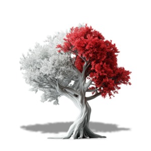 Colorless Tree with Red Accent PowerPoint clipart graphic preview.
