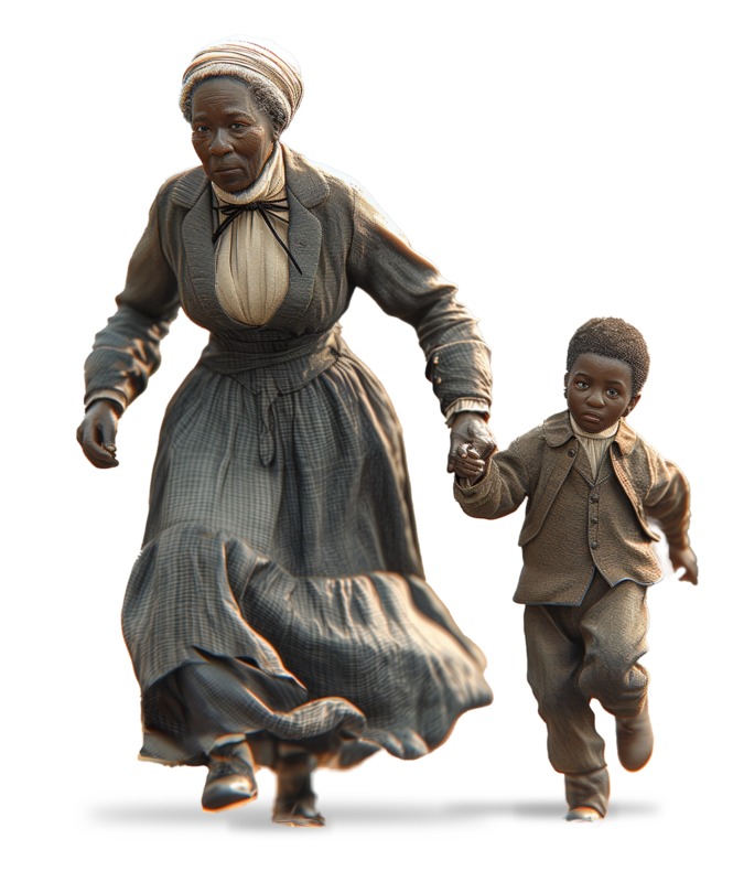 High-resolution clipart illustration of Harriet Tubman Clipart, designed for corporate social responsibility initiatives, diversity and inclusion training, and non-profit community advocacy.