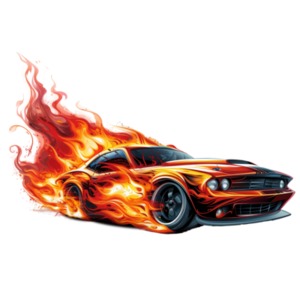 Flaming Sportscar PowerPoint clipart graphic preview.