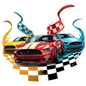 Finish Line Cars PowerPoint clipart graphic preview.